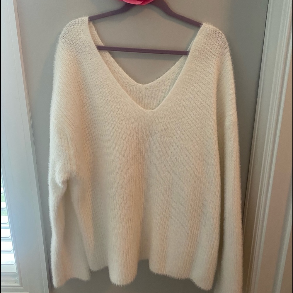 Nordstrom fuzzy white sweater